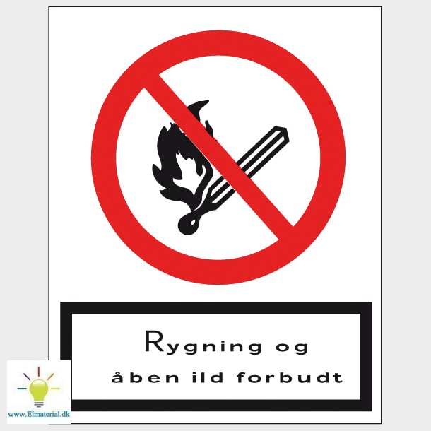 Skilt Rygning Forbudt 30X21Cm