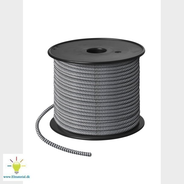 Stofledning 50 Meter, P Rulle, 70&deg;, Hvid/Sort