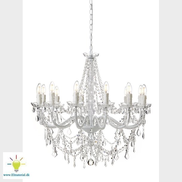 Lysekrone Imperial 12-Armet Hvid