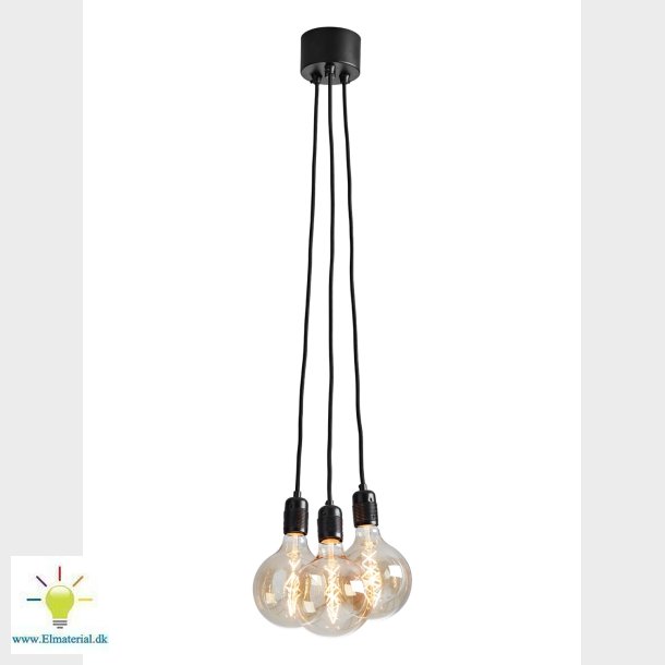 Klyngependel K5 Dia. 10 Cm 3 Fatninger Sort Mat