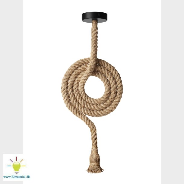 Fatningsst E27 Reb Kvast Med Baldakin Sort