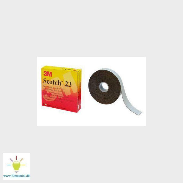 Scotch&reg; 23 tape sort selv-vulkaniserende gummi tape m/sort liner. 19 mm x 9.15 m. 0.76 mm tyk. Lever