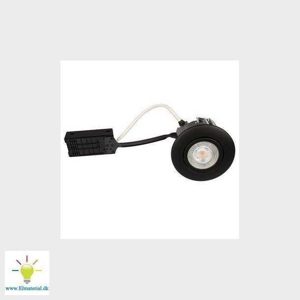 Luna Quick install 230V Dmpbar flimmerfri GU10 5W 3000K 385lm IP44 Mat Sort Rund.