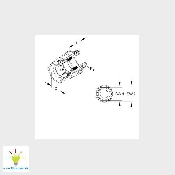 Forskruning polyamid med trkaflastning PG13,5