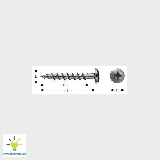 Gipsskrue 4,8X35 panhoved PH2 krv i pakker a 500 styk