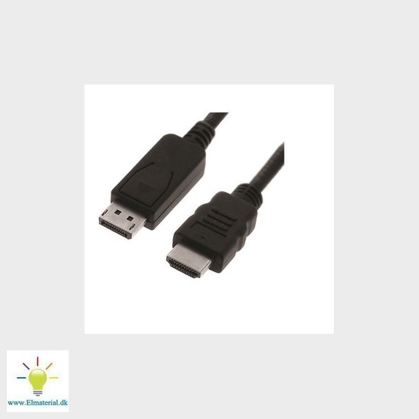 DisplayPort til HDMI kabel, DP han / HDMI han 2m