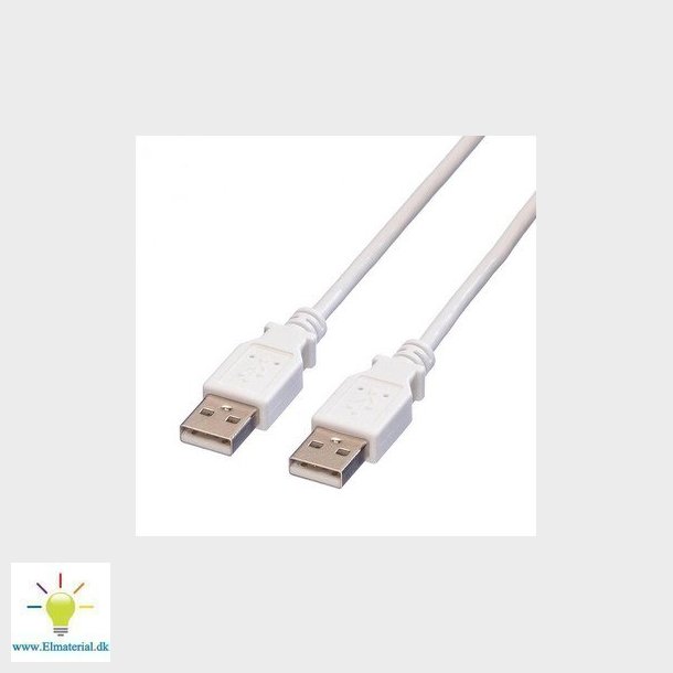 USB 2.0 kabel A-A. han/han hvid 1,8m