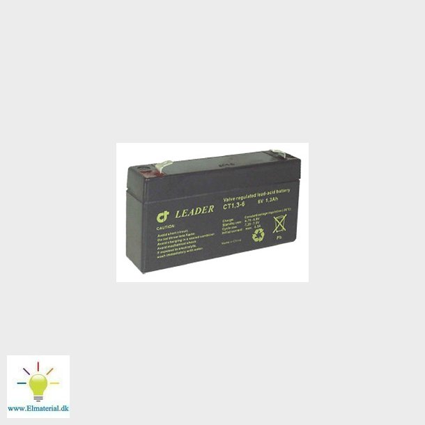 Blybatteri 6V-1,3AH 97X24X52 F1
