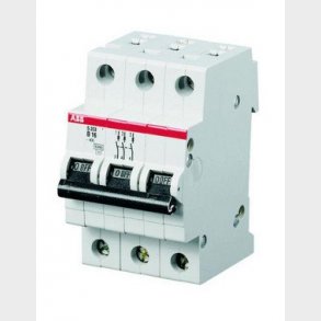 Strömbrytare C 10A, 3-polig C-karakteristik, brytkapacitet 6kA, 230 / 400V AC, 52,5 mm bred S203-C10