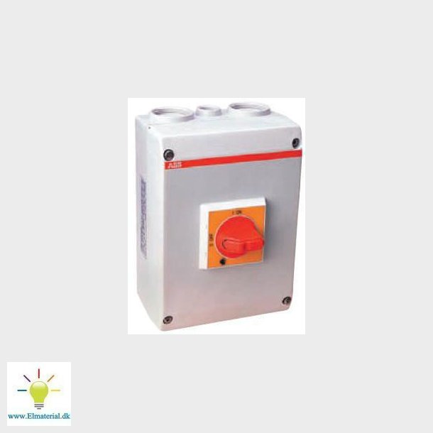 Sikkerhedsafbryder 16 3 polet  med hjlpekontakt emc rd og gul greb metrisk gevind OTE16A3M