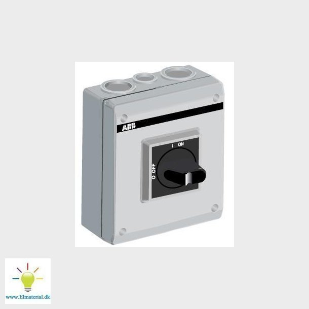 Sikkerhedsafbryder AC23 30A 3 polet  med hjlpekontakt emc sort greb metrisk gevind OTE25T3M