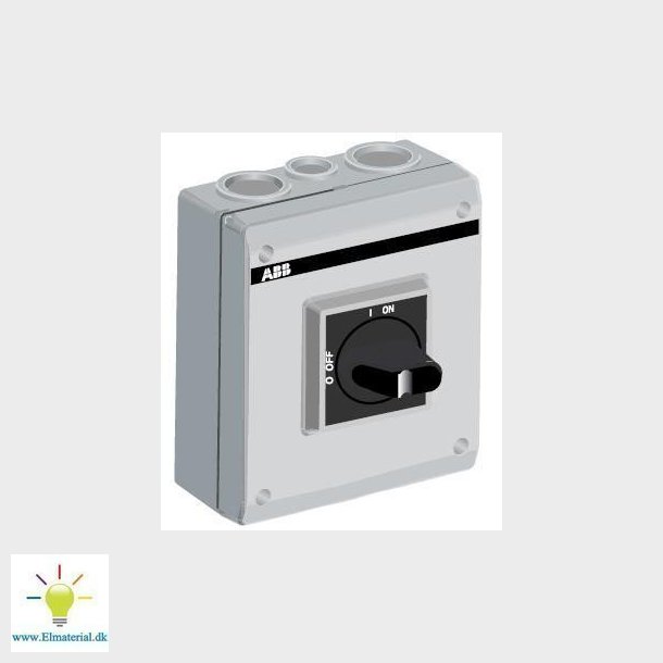 Sikkerhedsafbryder AC23 45A 3 polet  med hjlpekontakt emc sort greb metrisk gevind OTE36T3M