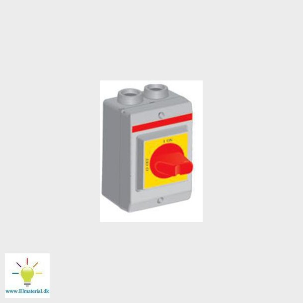 Sikkerhedsafbryder 16A 3 polet med hjlpekontakt metrisk gevind rd gul greb OTP16KA3M