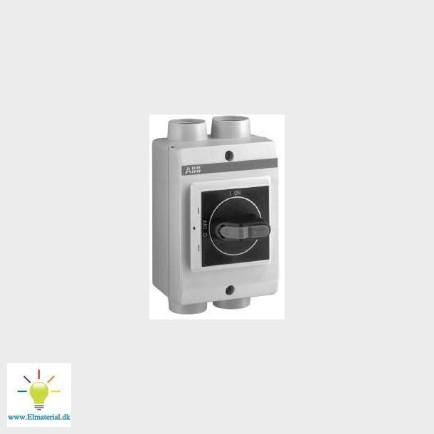 Sikkerhedsafbryder AC23 45A 3 polet  med hjlpekontakt metrisk gevind sort greb OTP36T3M