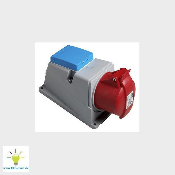 CEE kombi vgudtag m/DK-stik 5 polet 16A 250VAC IP44 H6