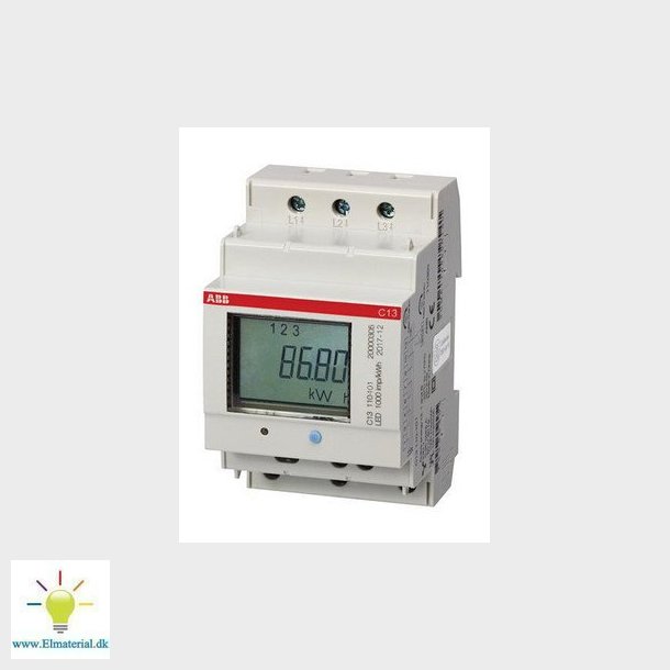 Mler kWh, 3-polet+nul, direkte mling klasse 1, 40A, 230/400V AC, MID, 1000puls/kwh, 54mm bred