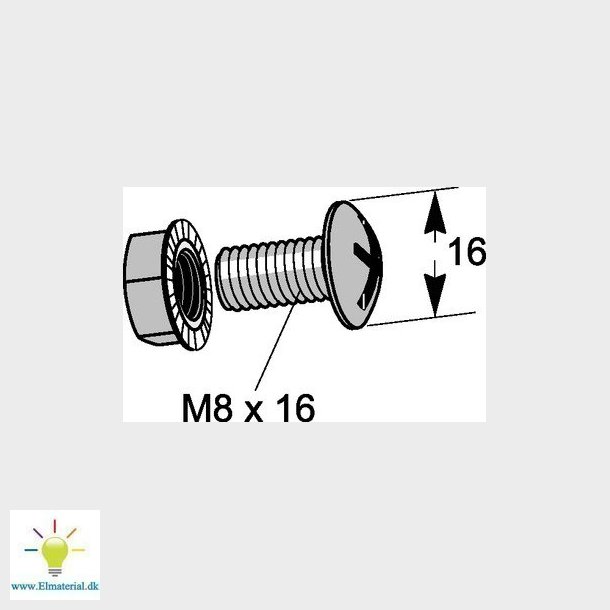 Skruest Montering Pre-galvaniseret C2 M8X16 mm 10 stk