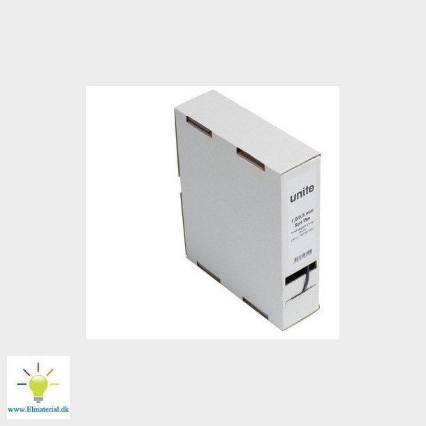 Unite tyndvgget krymp uden lim minibox 1,6 mm 2:1 sort 15 m