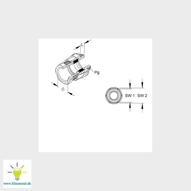 Forskruning polyamid med lgring 6mm PG16 IP54 IP65