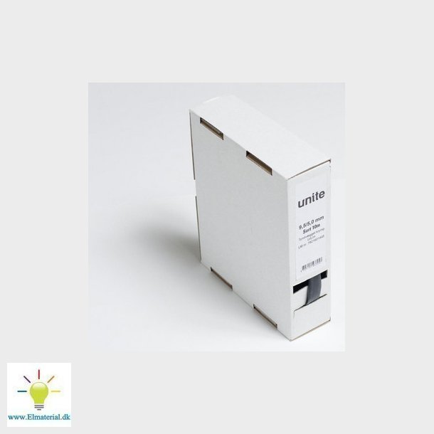 Unite tyndvgget krymp uden lim minibox 9,5 mm 2:1 sort 10 m