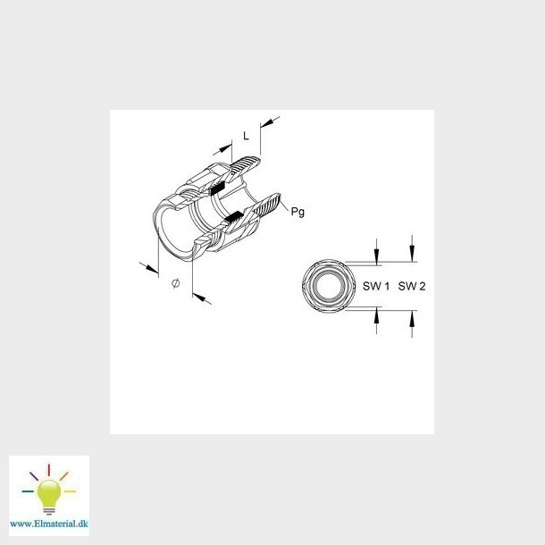 Forskruning polyamid med lgring 15mm PG16
