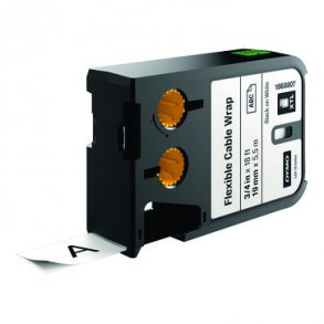 DYMO XTL Etikettband 19 mm x 7,5 m svart p vitt ledningsskydd