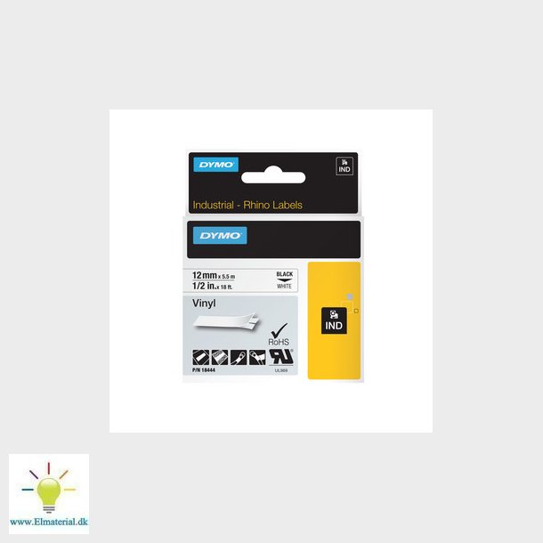 Dymo vinyltape 12 mm hvid