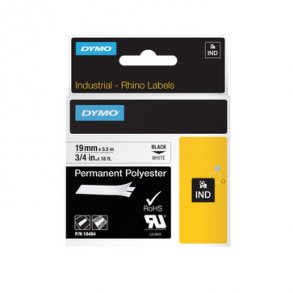 Dymo D1 Tape permanent polyester 19mm svart/vit
