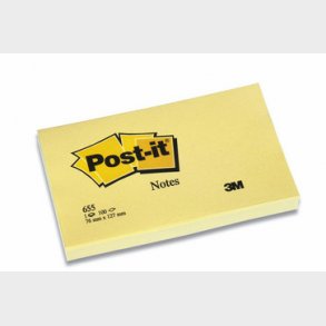 Post-it blok 655 gul 76x127mm 100bl 12blk/pak