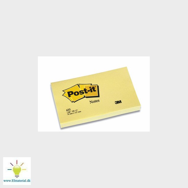 Post-it blok 655 gul 76x127mm 100bl 12blk/pak