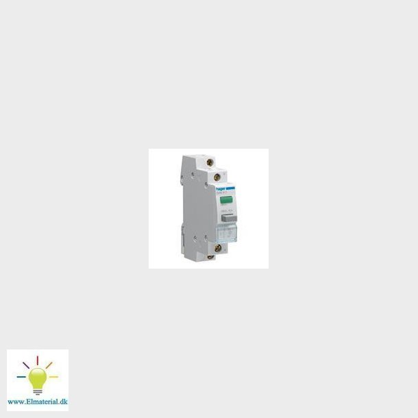 Trykknap 16A 1sl m/230V LED Grn