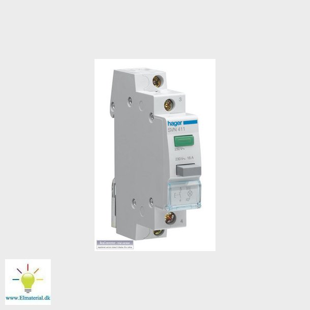 Kiptryk 16A 1sl m/230V LED Grn