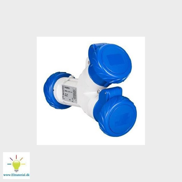 CEE multi adaptor 1 indtag og 2 udtag 230V 16A IP67