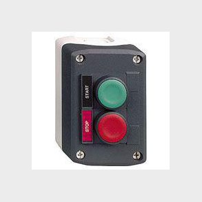 Trykknapkasse komplet med 2 tryk 1NO 1NC gr�n og r�d m�rke: START STOP
