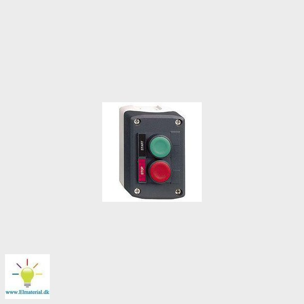 Trykknapkasse komplet med 2 tryk 1NO 1NC grn og rd mrke: START STOP