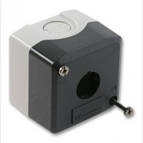 Trykknapbox tom med 1 hul gr�/sort