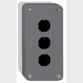 Trykknapbox tom med 3 hul gr�/sort