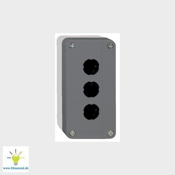 Trykknapbox tom med 3 hul gr/sort