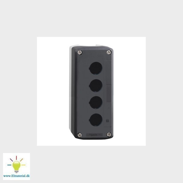 Trykknapbox tom med 4 hul gr/sort