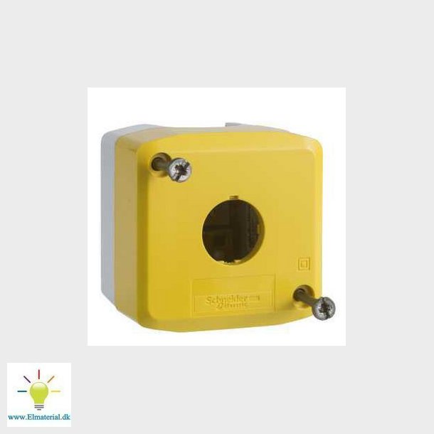 Trykknapboks tom med 1 hul gul