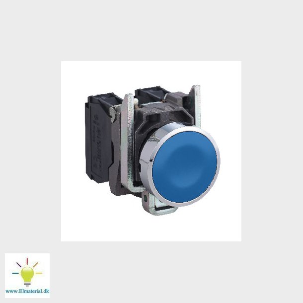 Harmony trykknap komplet med fjeder-retur og plan trykflade i bl farve 1xNO, XB4BA61