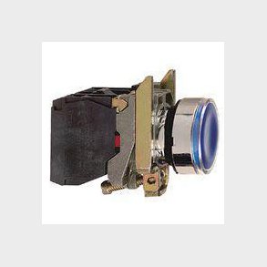 Harmony lampetryk komplet med LED og plan trykflade med fjeder-retur i bl� farve 24VAC/DC forsyning 