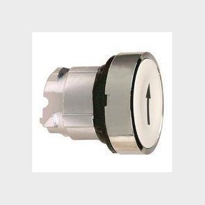 Harmony trykknaphoved i metal med fjeder-retur og plan trykflade i hvid farve med sort 