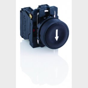 Harmony tryckknapp komplett med fjäderretur och platt tryckknapp i svart med vit pil 1xNO, XB5AA335