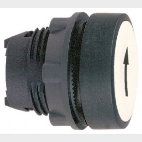 Harmony trykknapshoved i plast med fjeder-retur og plan trykflade i hvid farve med sort 