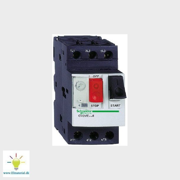 TeSys GV motorvrn GV2ME10, termisk magnetisk, 4-6.3A 2.2kW@400V Icu100kA, trykknap