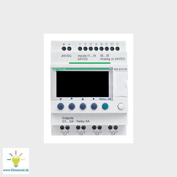 Zelio Logic SR2B Kompakt smart rel/ programmerbar controller, 8 I/4U 24 V AC, medLCD