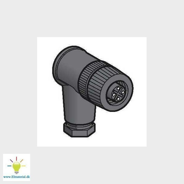 Stik M12 4P kunststof vinkel uden kabel