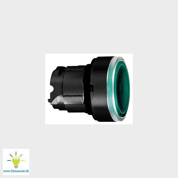 Harmony lampetrykhoved i sort metal for LED med fjeder-retur og plan trykflade i grn farve