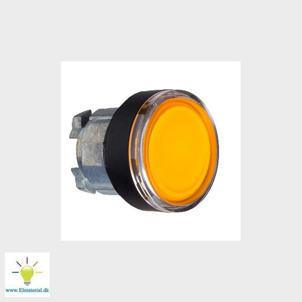 Harmony lampetrykhoved i sort metal for LED med fjeder-retur og plan trykflade i orange farve